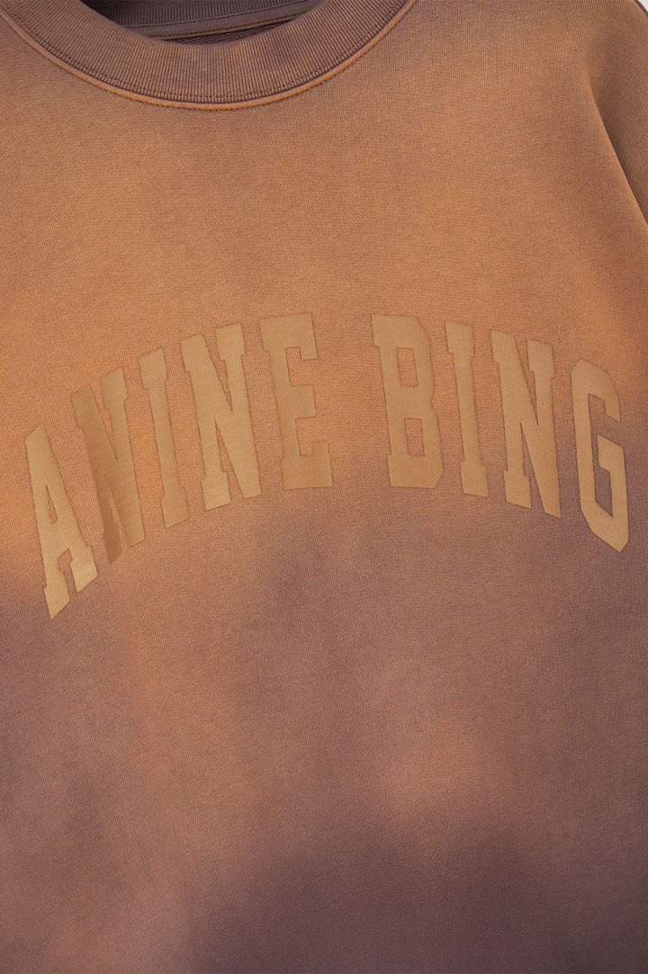Anine Bing - Harvey Crew in Washed Faded Burgundy Graphic Sweatshirts