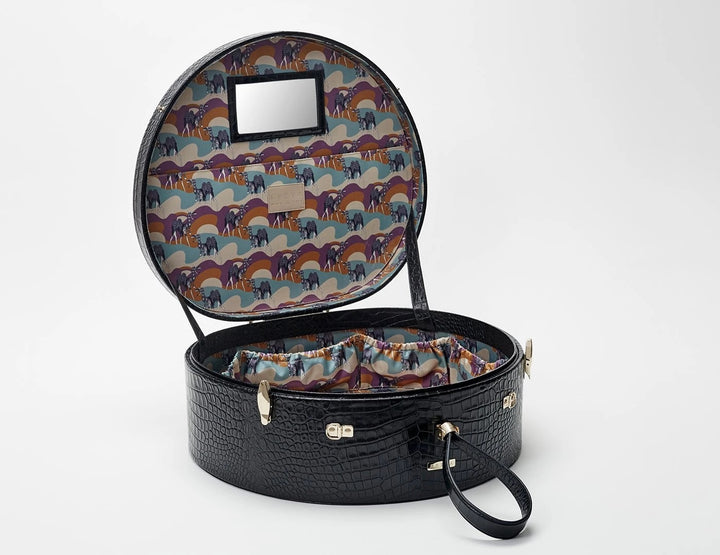 Freya - Poppy Hat Box in Black Croc