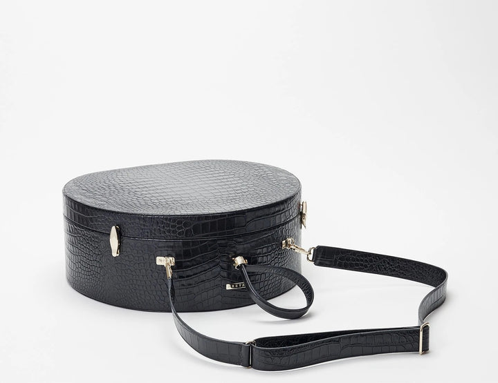 Freya - Poppy Hat Box in Black Croc