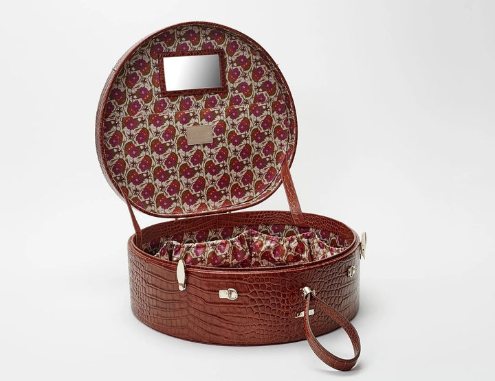 Freya - Poppy Hat Box in Walnut Croc