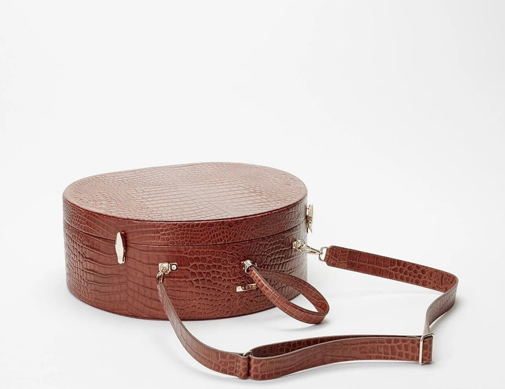 Freya - Poppy Hat Box in Walnut Croc