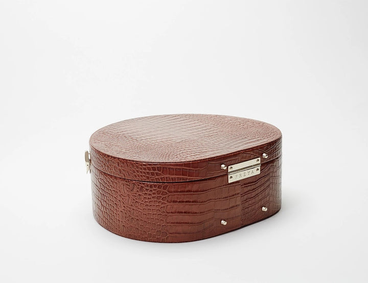 Freya - Poppy Hat Box in Walnut Croc