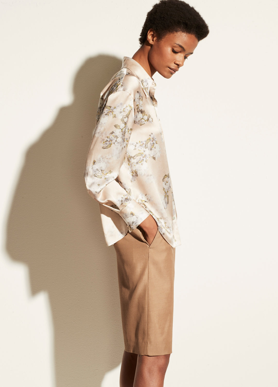 Vince - Hazy Blossom Collared Blouse in Shell