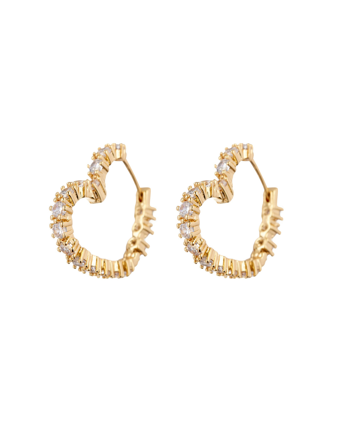 LUV AJ - Diamond Heart Bijoux Hoops in Gold