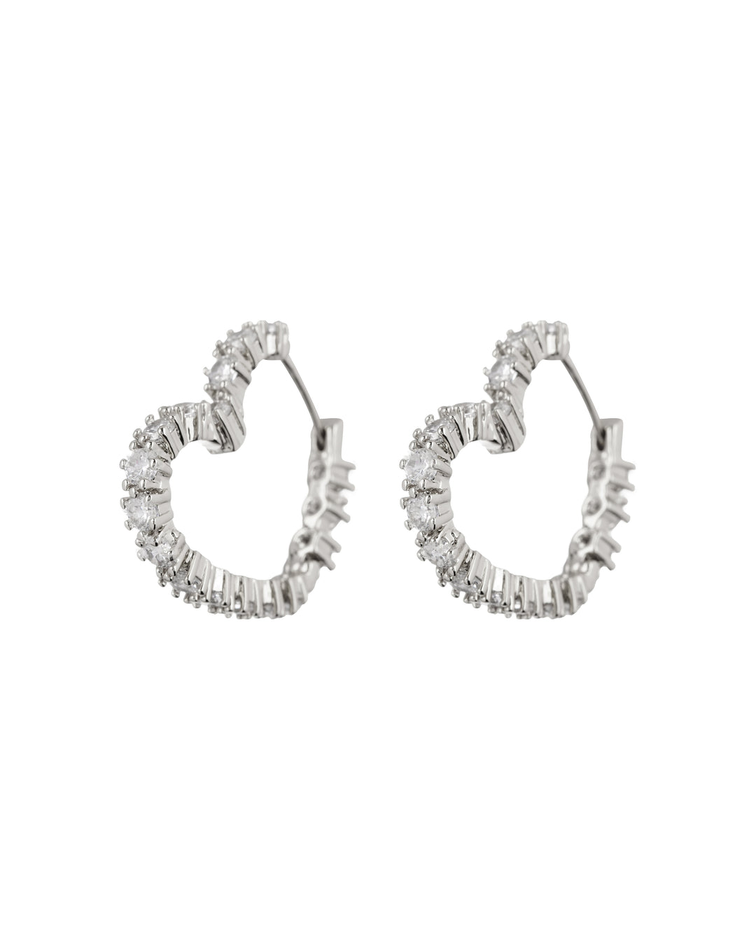 LUV AJ - Diamond Heart Bijoux Hoops in Silver
