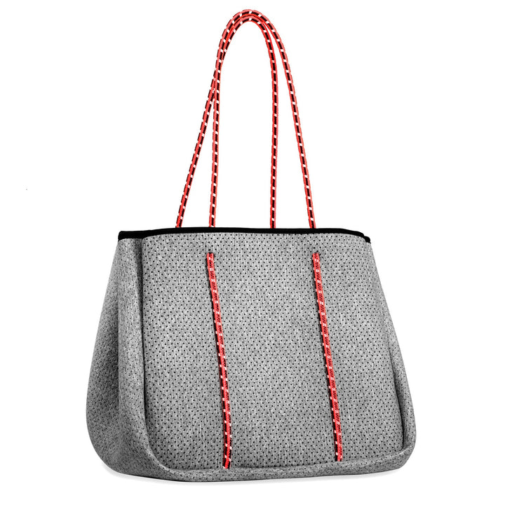 Annabel Ingall - Sporty Spice Neoprene Tote in Light Heather with Coral Straps