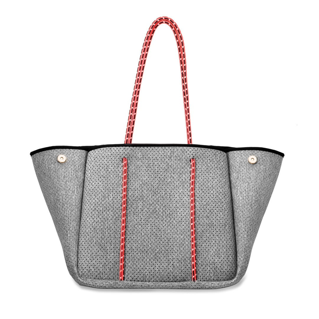 Annabel Ingall - Sporty Spice Neoprene Tote in Light Heather with Coral Straps