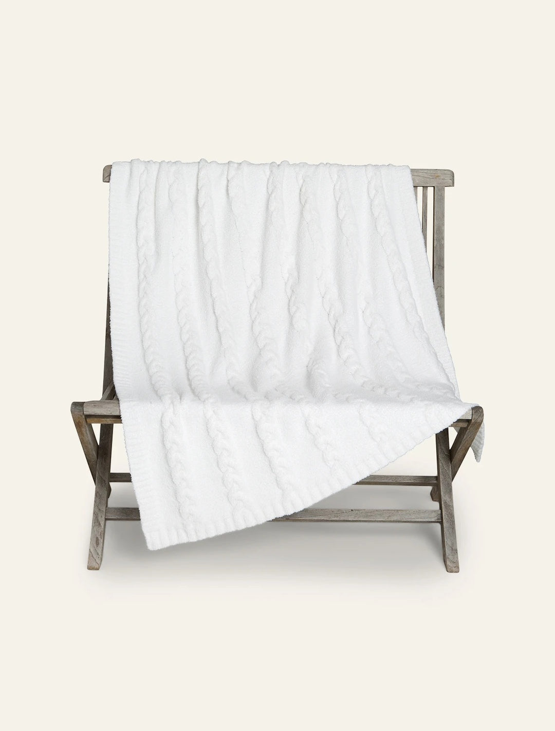 Barefoot Dreams - Cozychic Heathered Cable Blanket in Pearl
