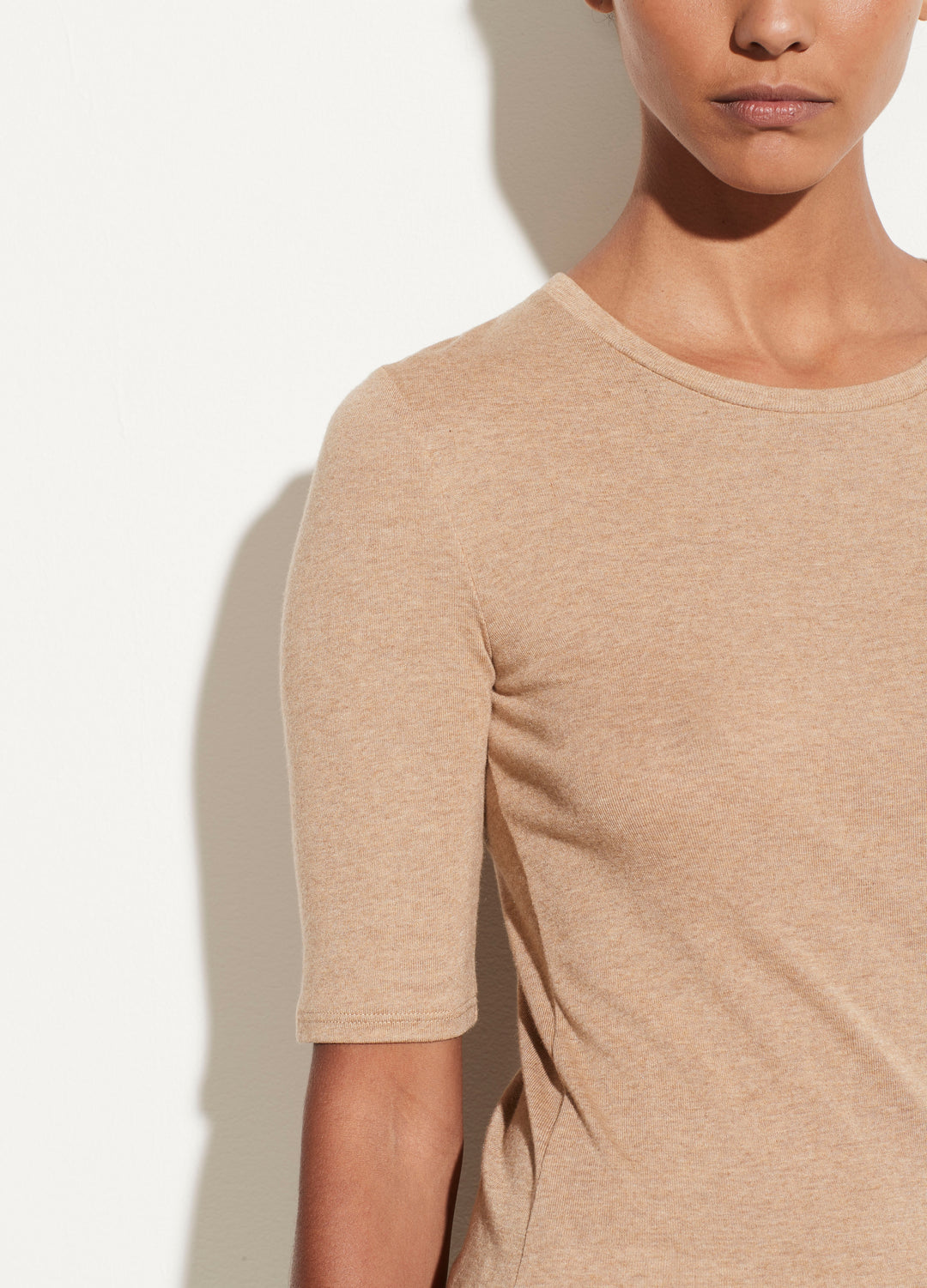 Vince - Elbow Sleeve Crew Tee in Heather Hazel
