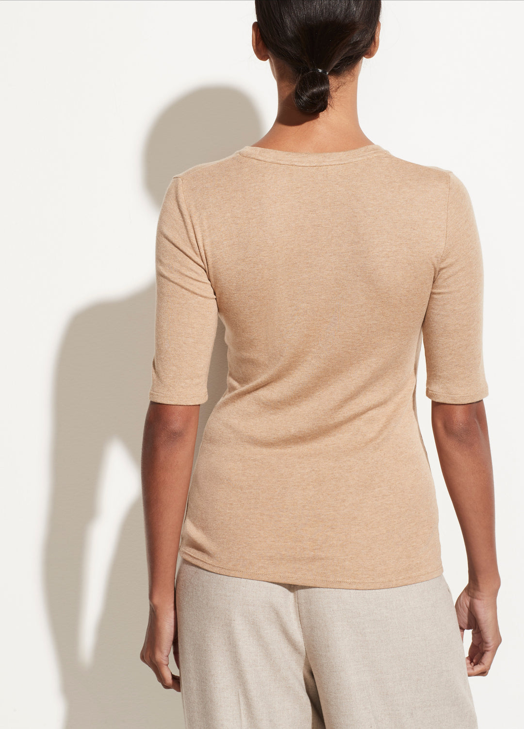 Vince - Elbow Sleeve Crew Tee in Heather Hazel