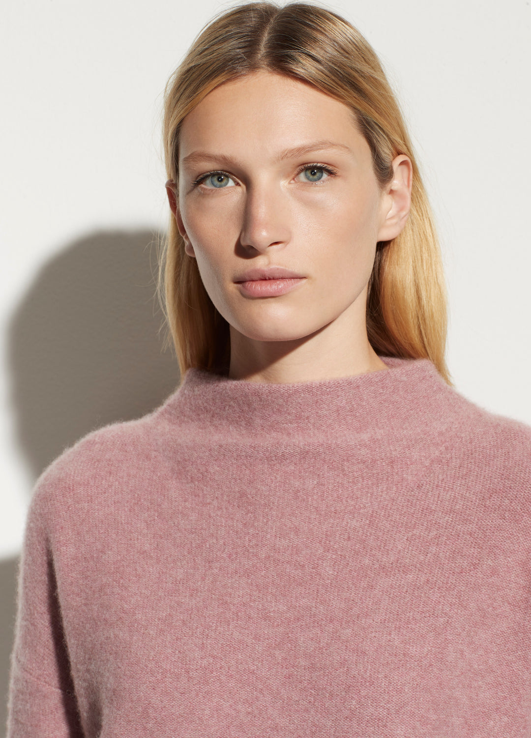 Vince - Boiled Funnel Neck Pullover in Heather Mauve Orchid