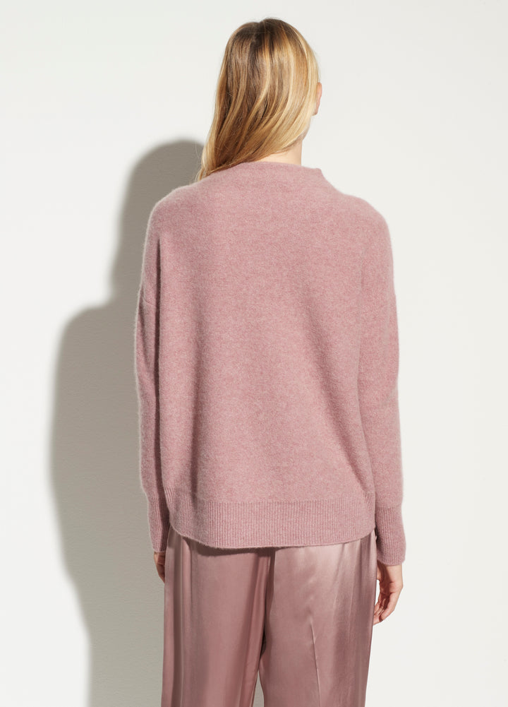 Vince - Boiled Funnel Neck Pullover in Heather Mauve Orchid