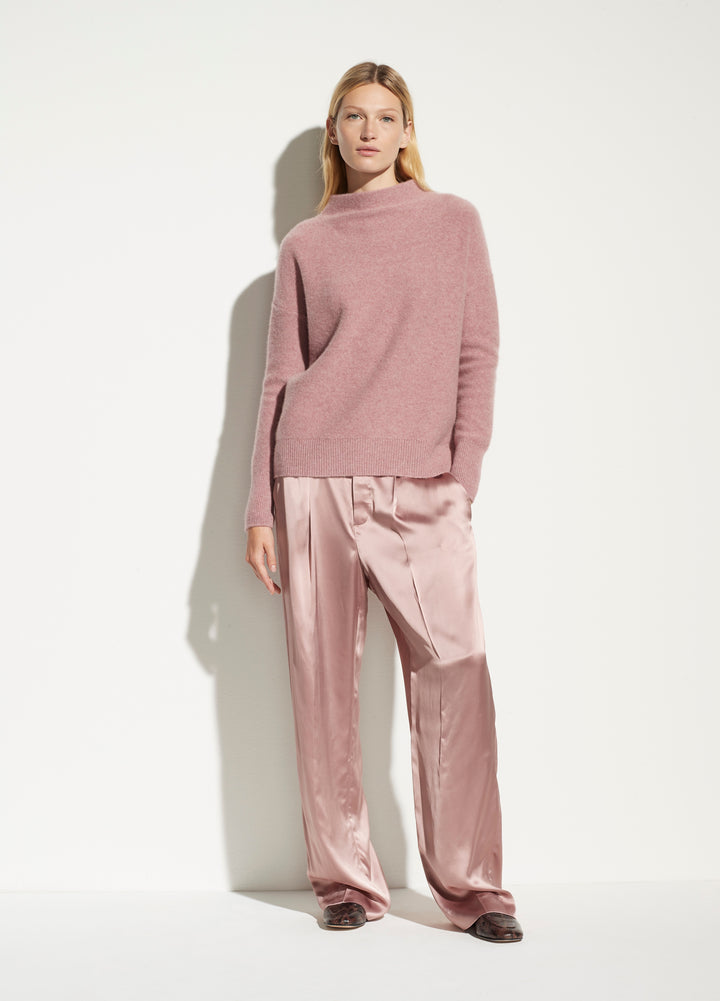 Vince - Boiled Funnel Neck Pullover in Heather Mauve Orchid
