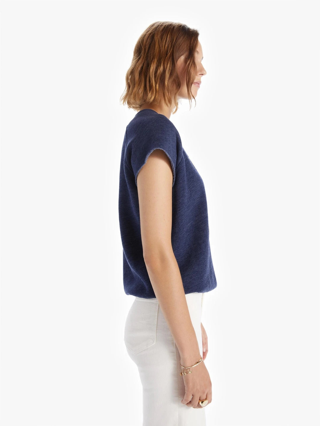 Mother - The S/S Cut Off Hugger Sweatshirt Tee in Hold Your Horses