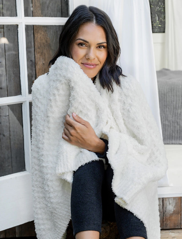 Barefoot Dreams - CozyChic Honeycomb Blanket 45 in Pearl