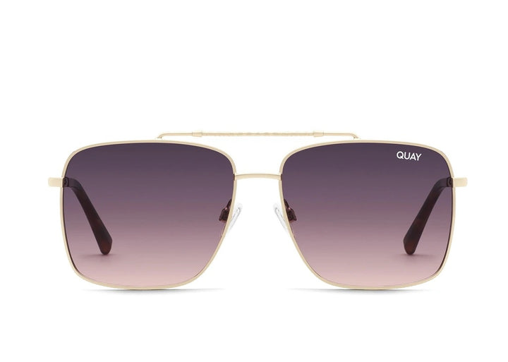 Quay Sunglasses - Hot Take in Gold/Smoke to Pink Lens