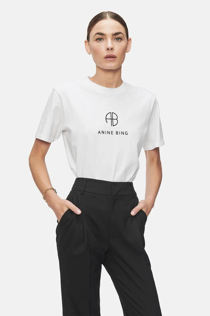 Anine Bing - Hudson Monogram Tee in White – Blond Genius