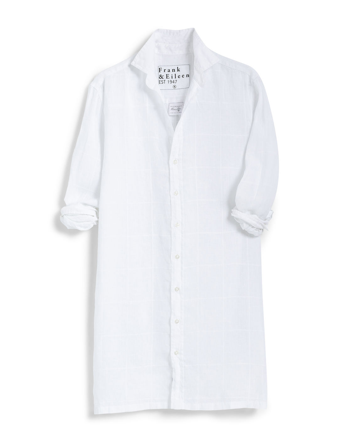 Frank & Eileen - Hunter Woven Button Up Dress in White Textured Windowpane