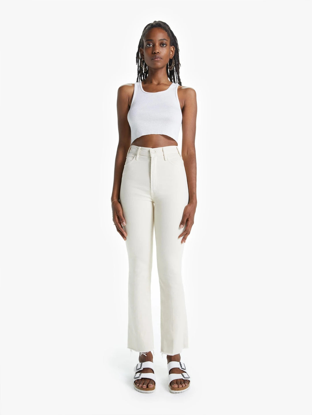 Mother Denim - The Hustler Ankle Fray in Ivory