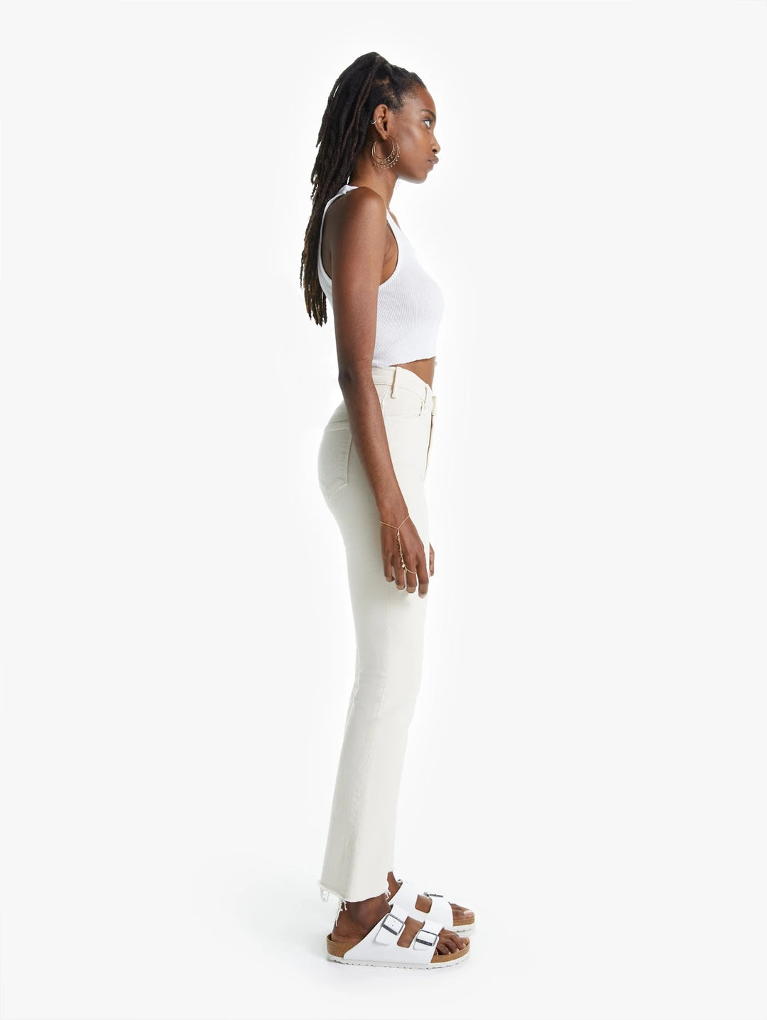 Mother Denim - The Hustler Ankle Fray in Ivory