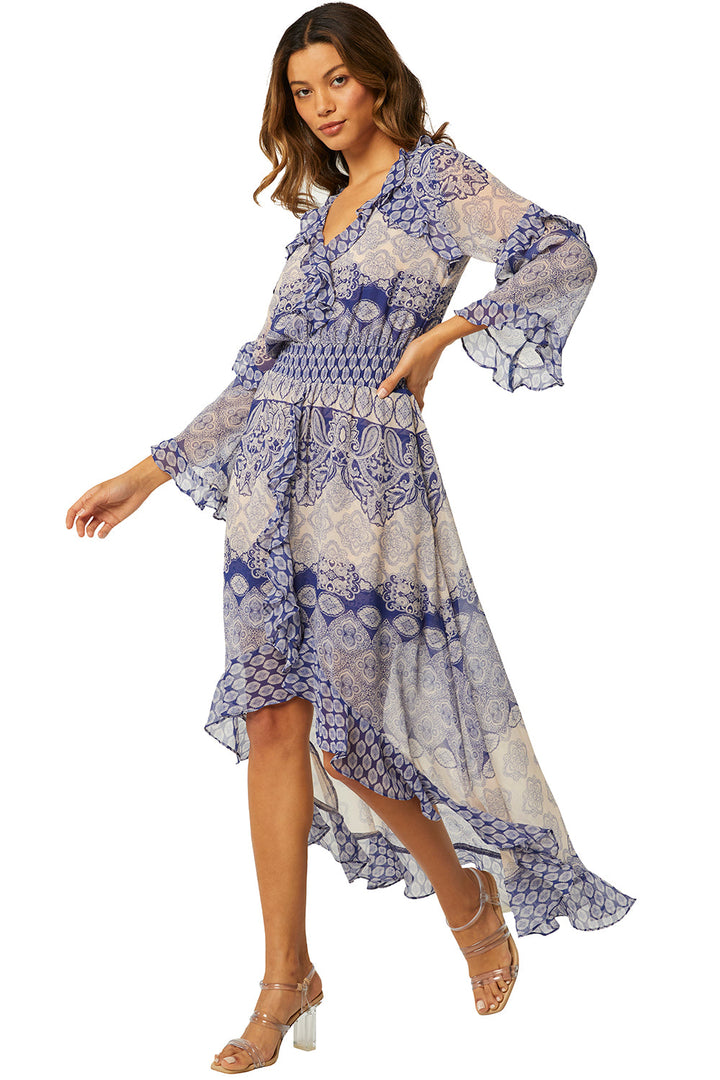 Misa - Imaan Dress in Majorelle Mixed Tile