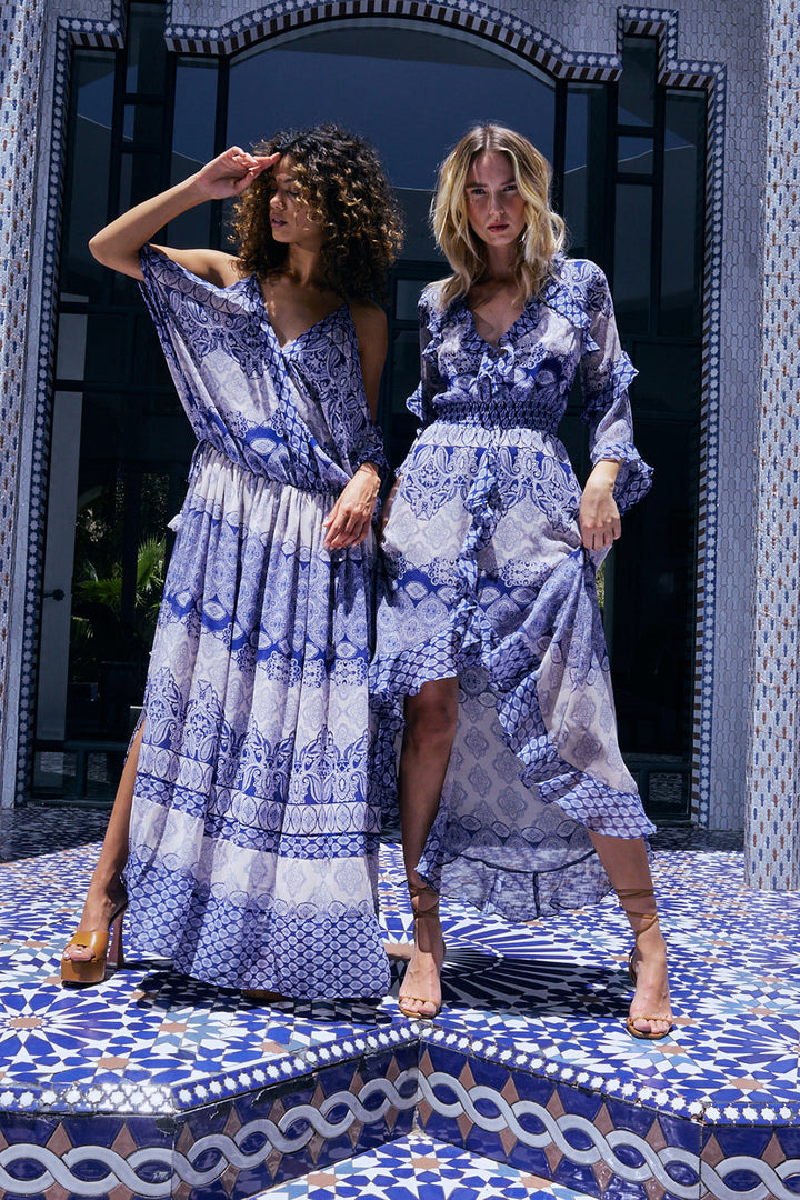 Misa - Imaan Dress in Majorelle Mixed Tile