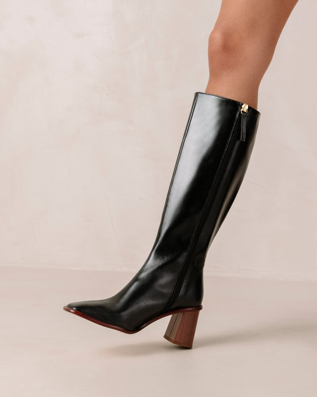 Alohas - East Black Leather Knee-High Boots
