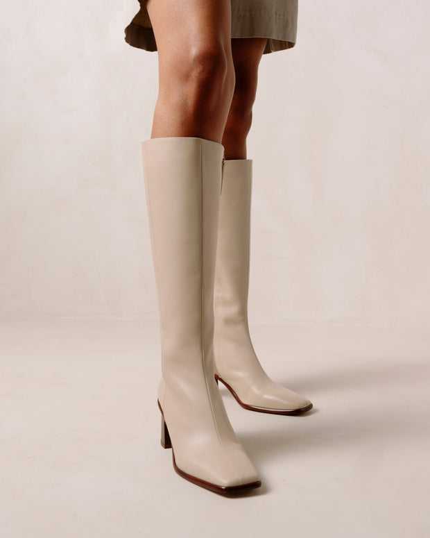 Alohas - East Off White/Ivory Knee High Leather Boots