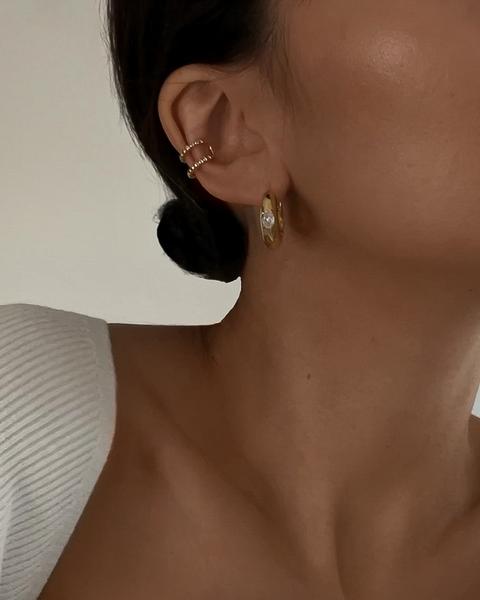 LUV AJ - Stone Orb Hoops in Gold