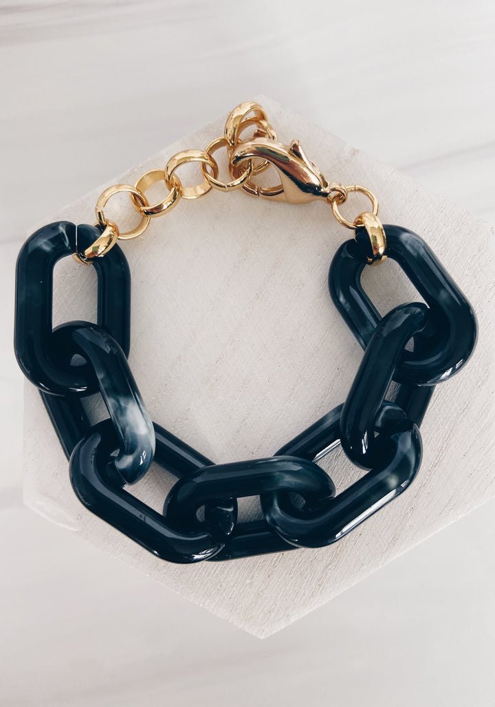 Mac and Ry - Chunky California Chain Bracelet in Black Marble