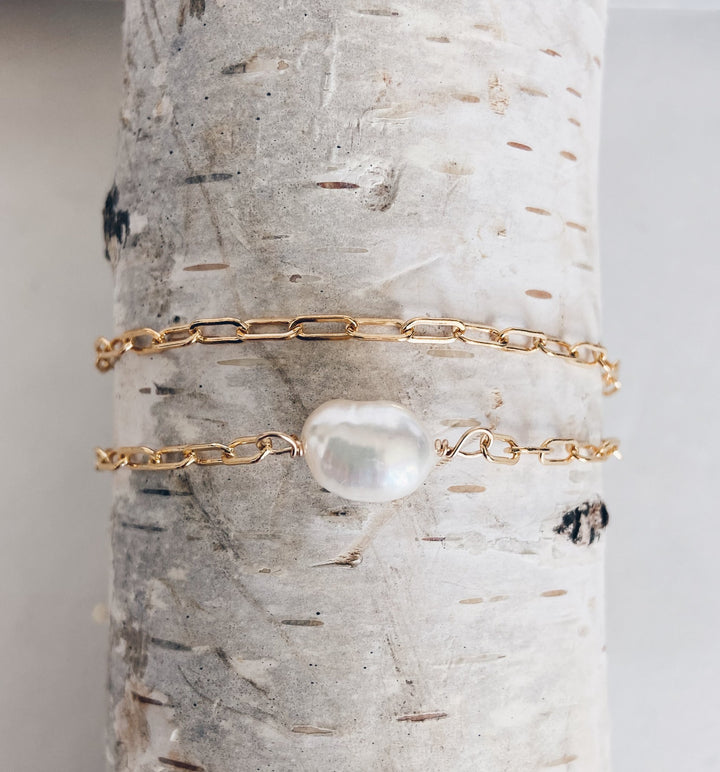 Mac and Ry - 14k Gold Filled Layered Baroque Pearl Bracelet