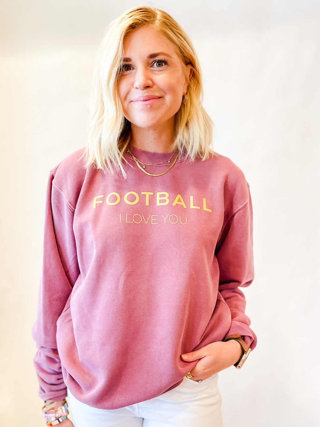 Boat House Apparel - Football I Love You Sweatshirt in Red/Yellow