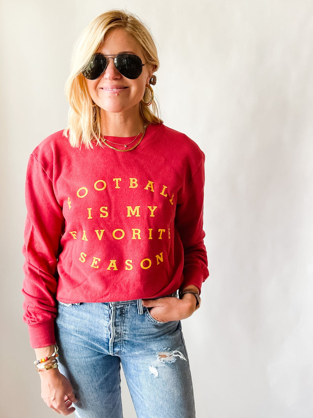 Boat House Apparel - Football Is My Favorite Season Sweatshirt in Red/Yellow Clothing - Sweatshirts