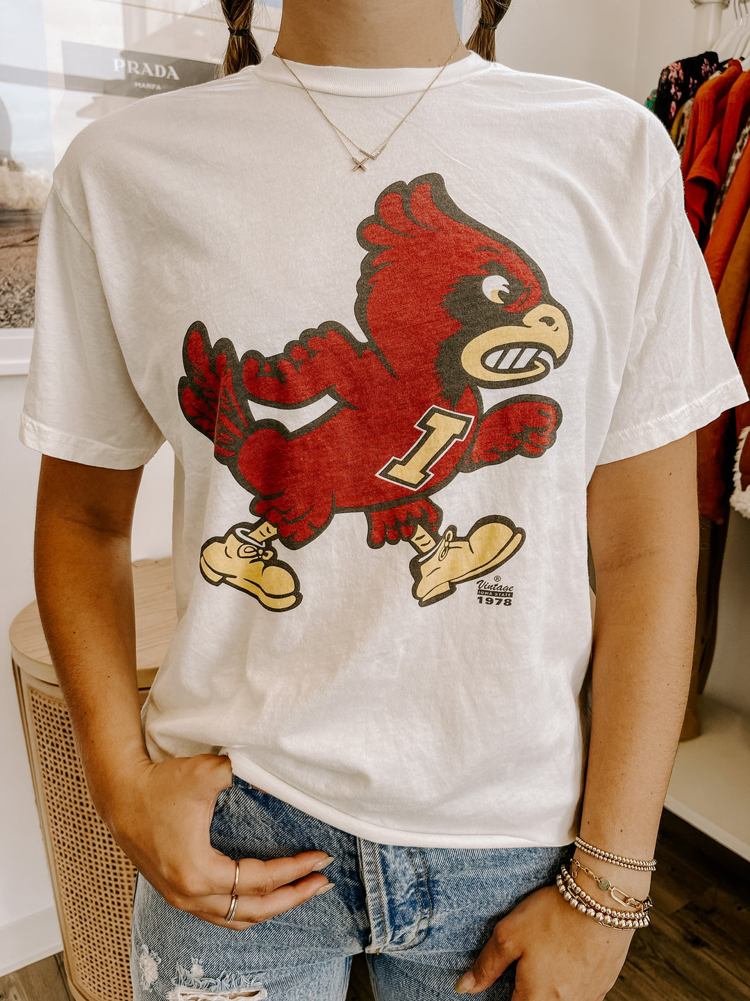 Retro Sport - Iowa State Vintage Cy Crop Tee in Antique White