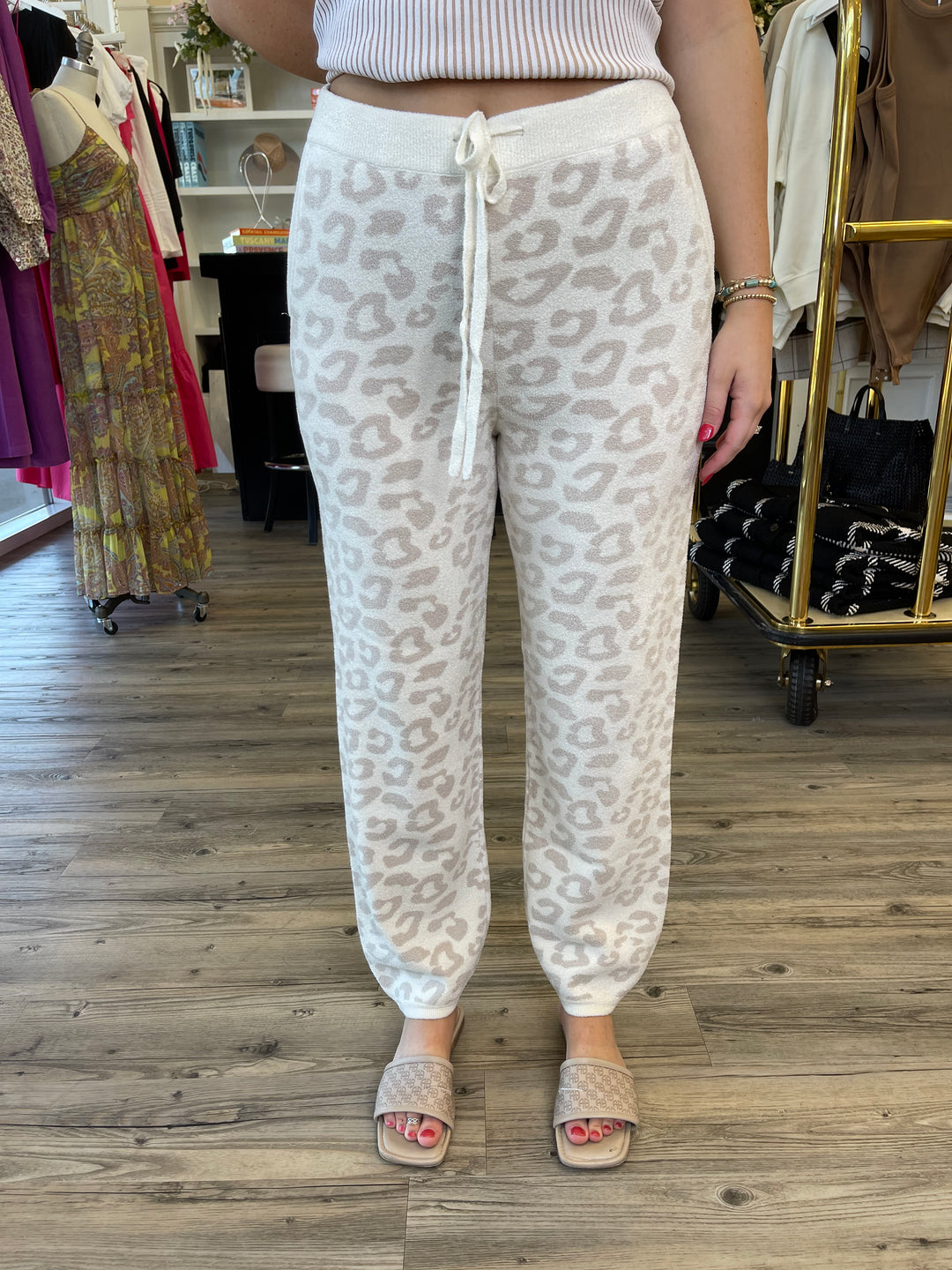 Barefoot Dreams - CozyChic Ultra Lite Youth Barefoot in the Wild Track Pant in Cream-Stone