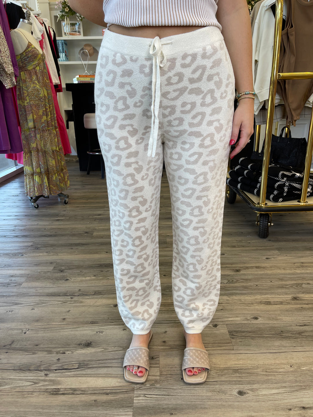 Barefoot Dreams - CozyChic Ultra Lite Youth Barefoot in the Wild Track Pant  in Cream-Stone