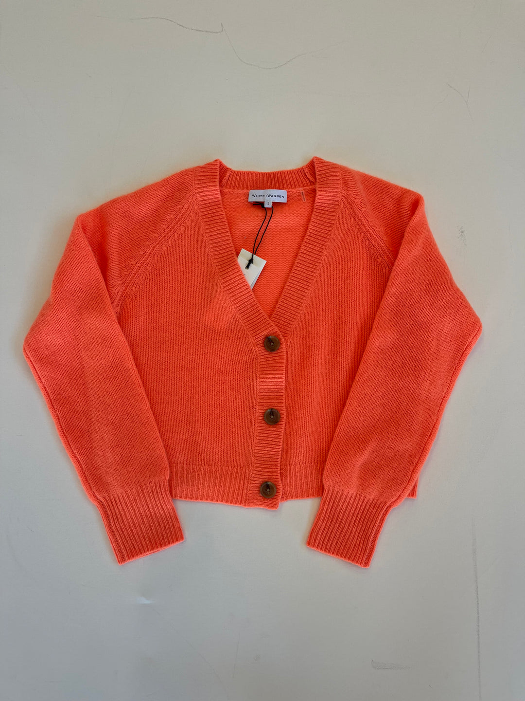 White + Warren - Cashmere Featherweight Button Cardigan in Neon Sunset