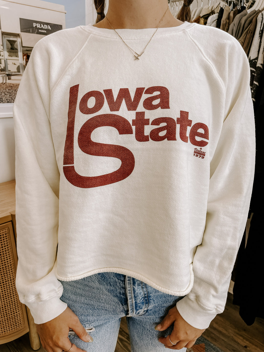 Retro Sport - Iowa State Cropped Sweatshirt in Antique White