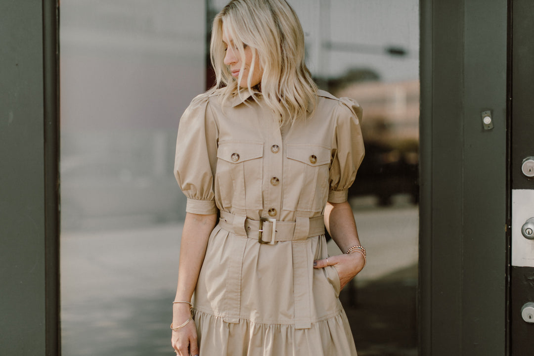 Derek Lam 10 Crosby - Buffy Utility Maxi Dress in Khaki