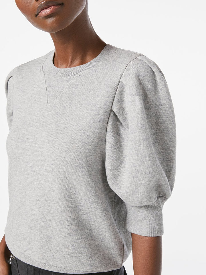 Frame - Shirred S/S Sweatshirt in Gris Heather