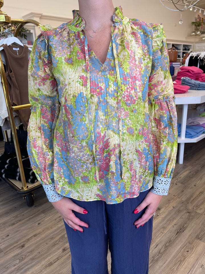 Love Shack Fancy - Ronalda Blouse in Pastel Fields