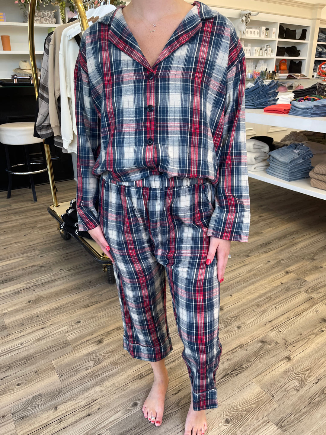 The Great - The Pajama Pant in Blueridge Plaid