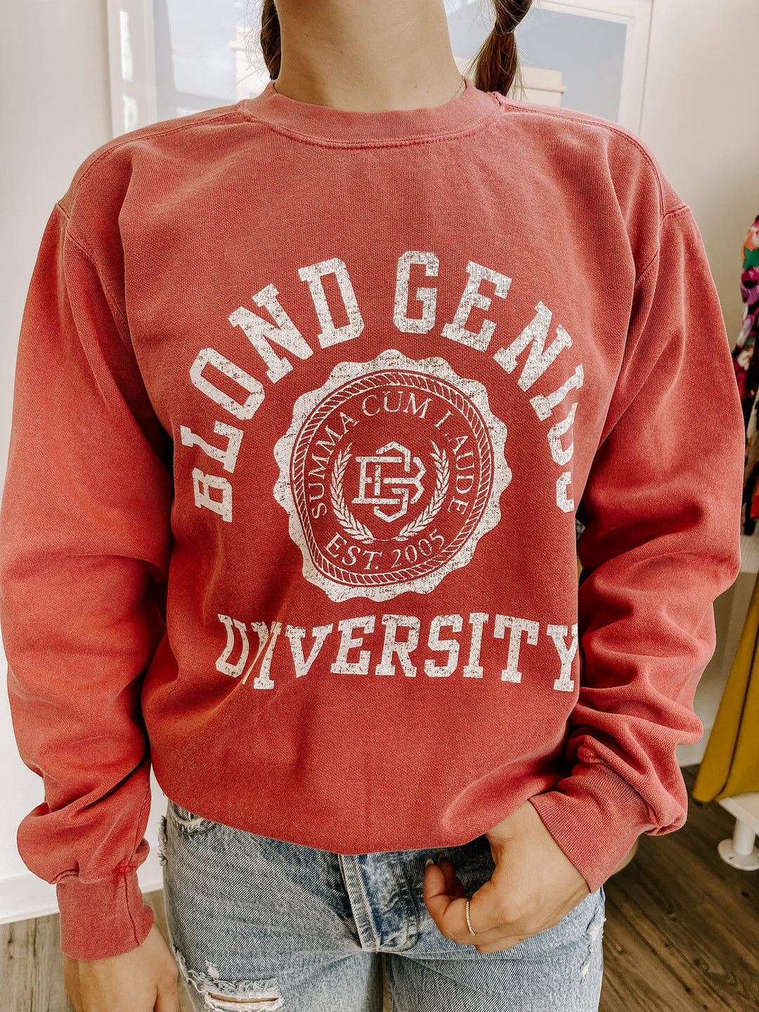 Blond Genius - Blond Genius University in Crimson with White