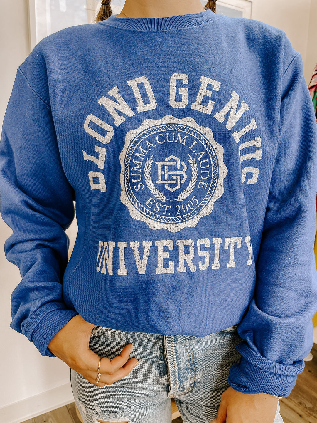 Blond Genius - Blond Genius University in Royal Blue with White