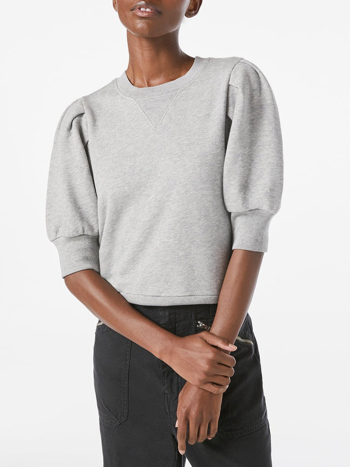 Frame - Shirred S/S Sweatshirt in Gris Heather