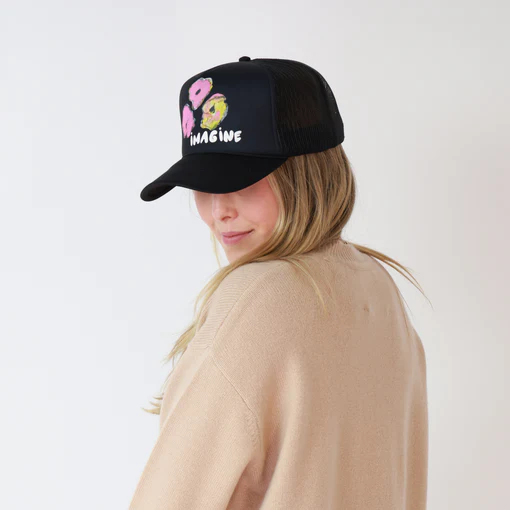 Kerri Rosenthal - Imagine Flowers Trucker Hat in Black