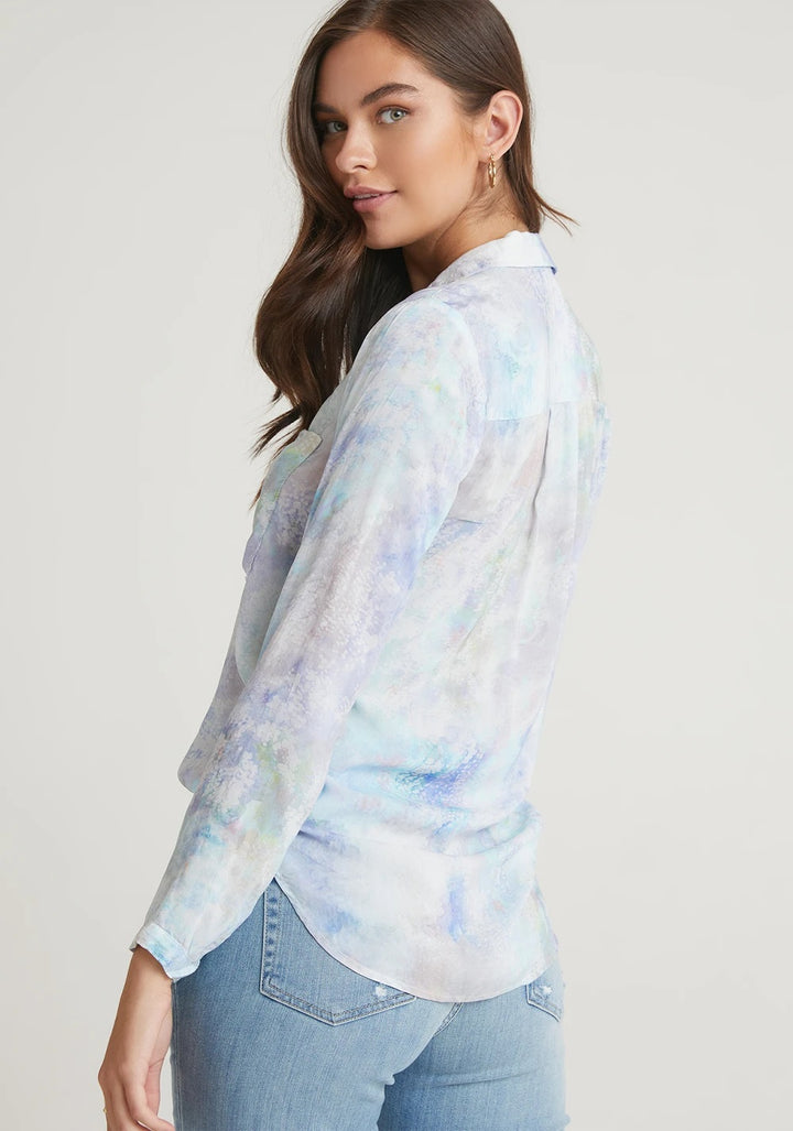 Bella Dahl - Full Button Down Hipster Shirt in Irredescent Aqua