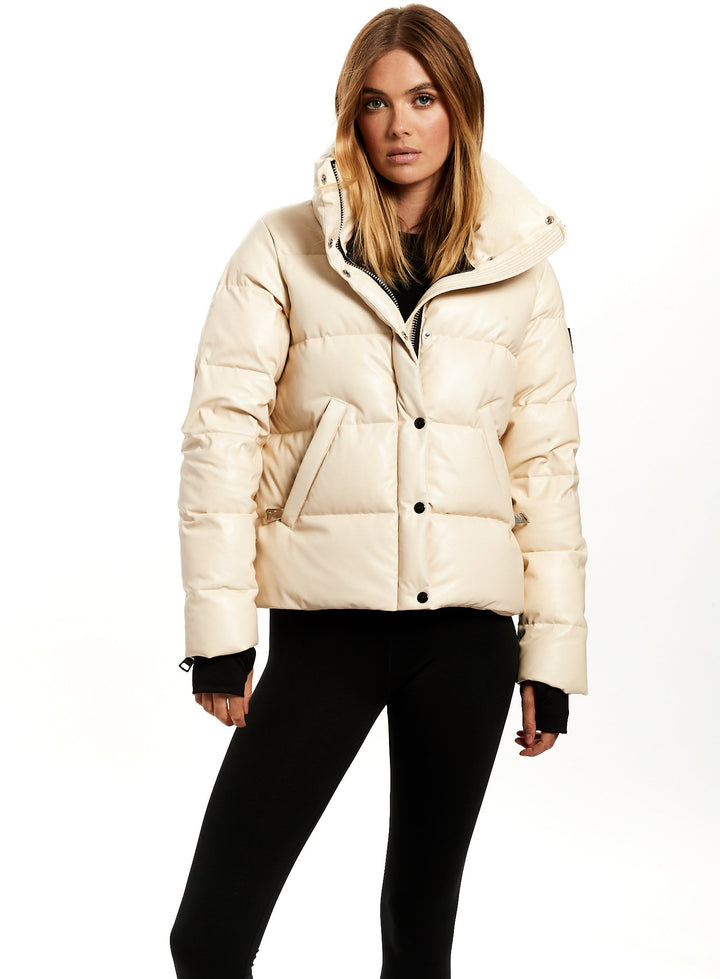 SAM - Isabel Vegan Leather Jacket in Cream Jacket
