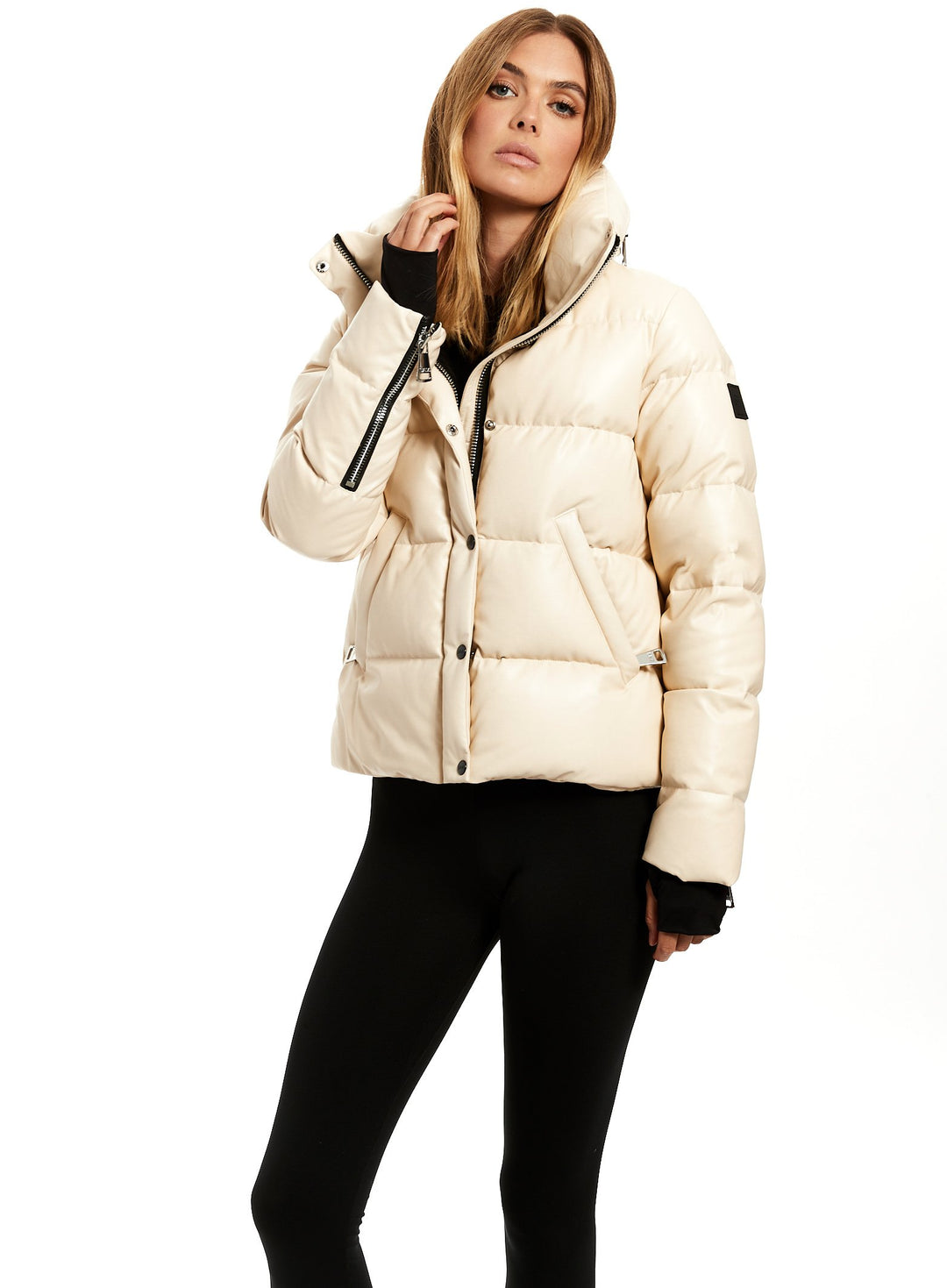 SAM - Isabel Vegan Leather Jacket in Cream Jacket