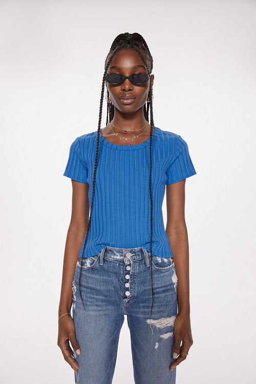 Mother - The Itty Bitty Scoop Neck Tee in Sky Diver